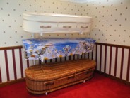 Contemporary willow, picture and woollen coffins